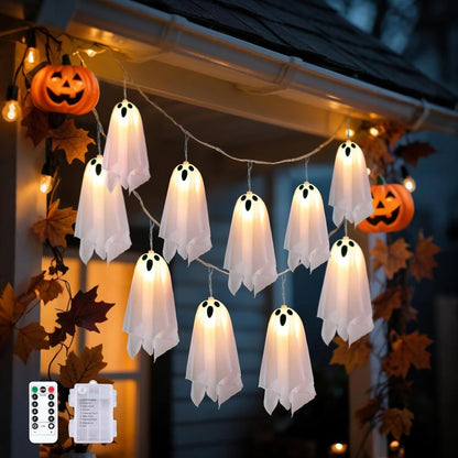 🔥 LAST CHANCE — 50% OFF-Halloween Hanging Ghost Lights 10 Glowing Ghosts for a Spooky