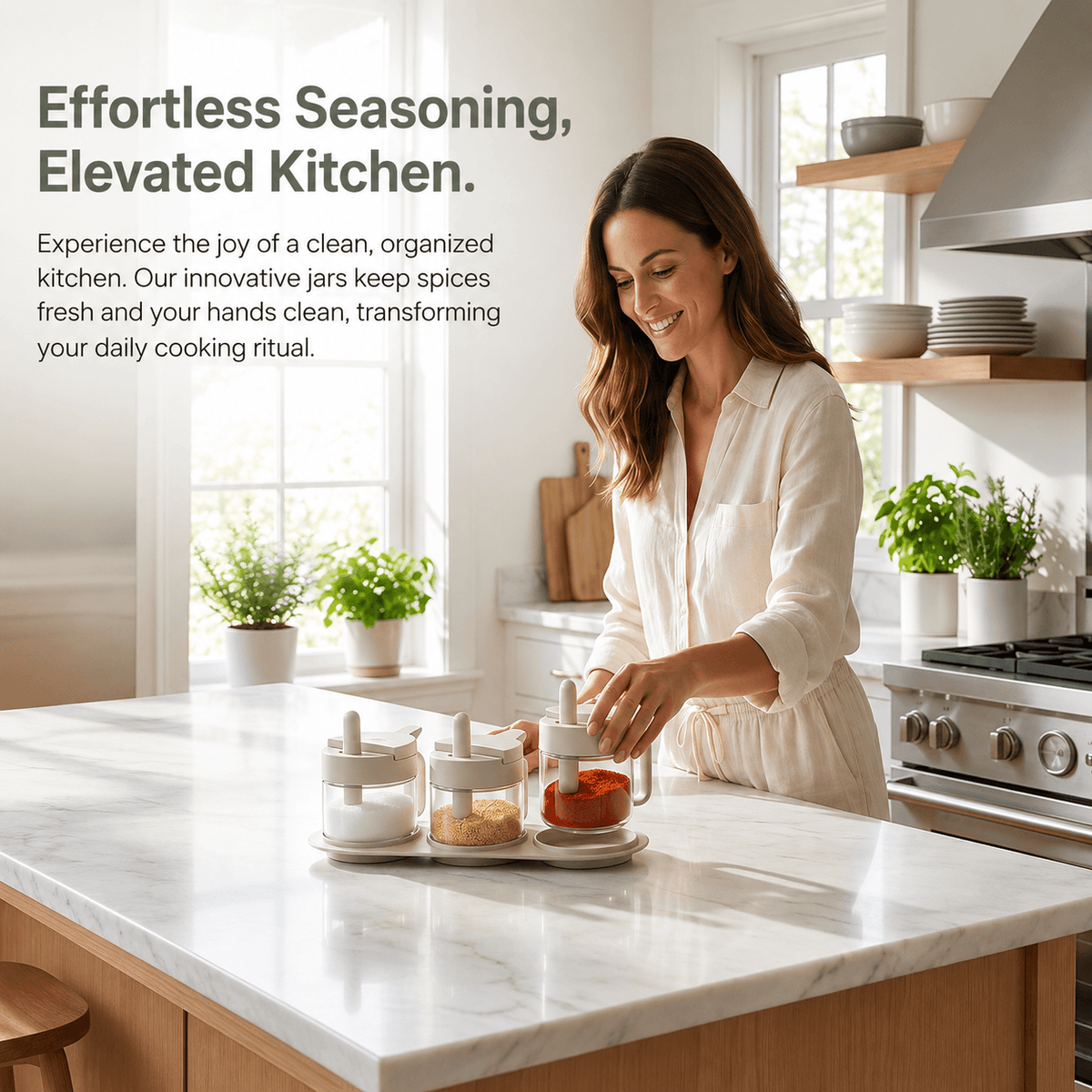 Spiceora® Glass Spice Jars with Built-In Spoons（upsell）