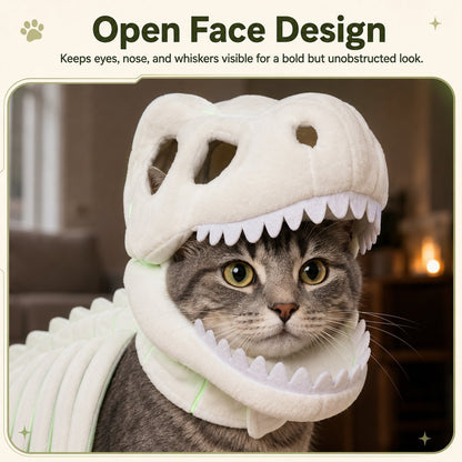 Open-face dinosaur skull pet costume design