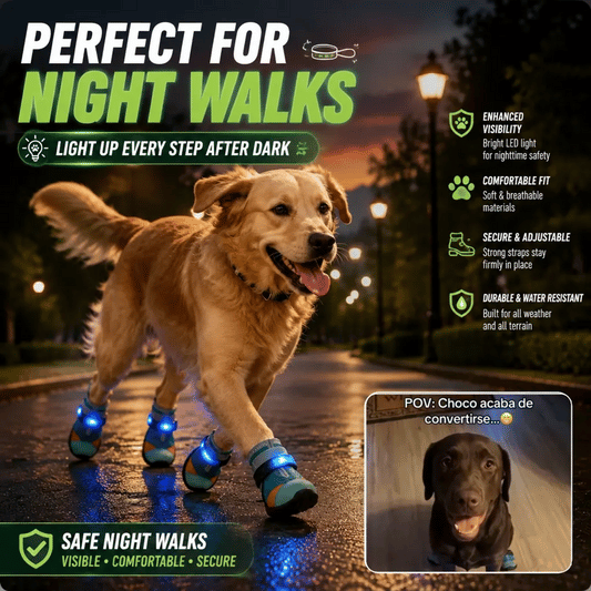 Noxivelle® LED Dog Boots – 4-Piece Light-Up Paw Protection