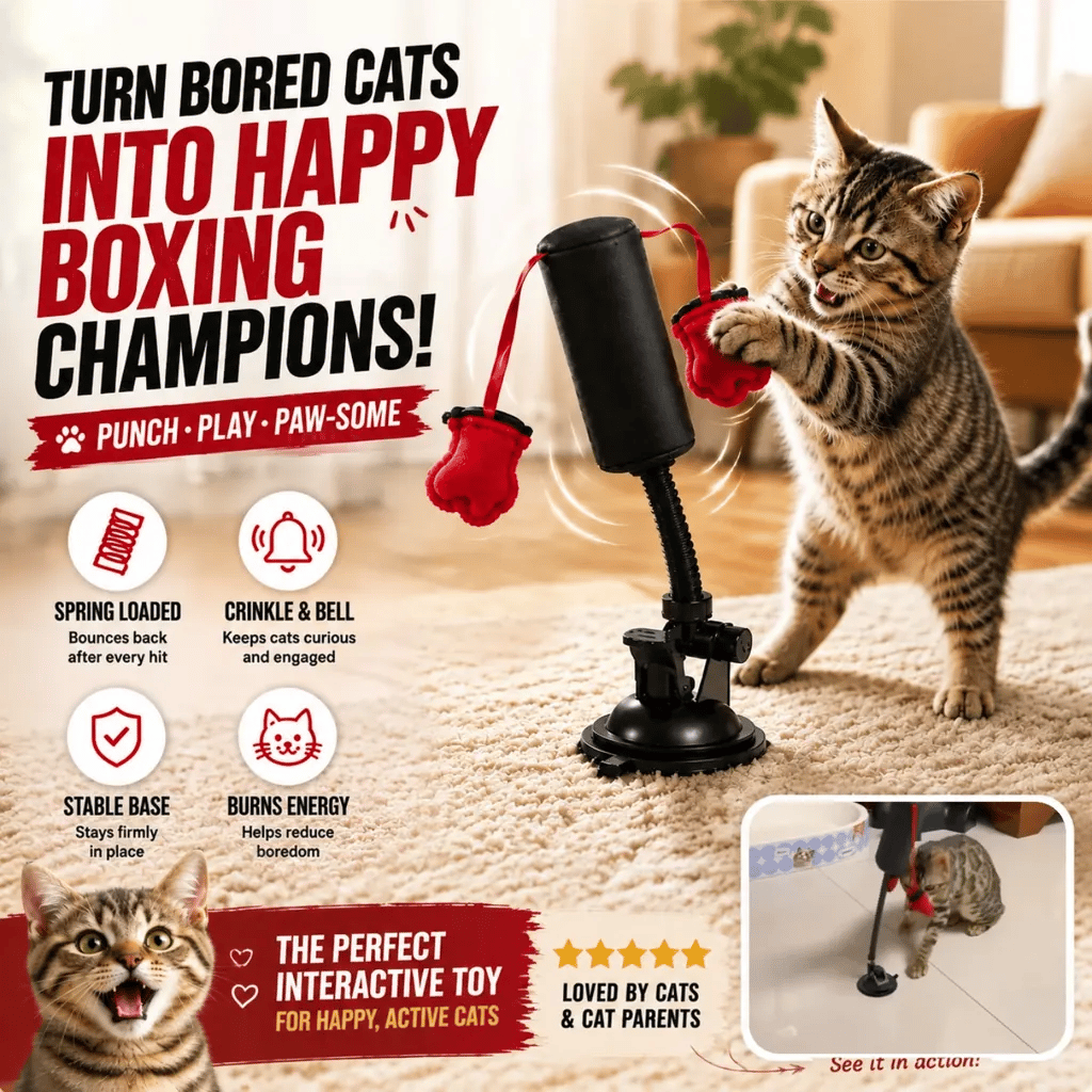 🎶PawBoxa® Interactive Cat Boxing Toy — Bounce-Back Solo Play for Indoor Cats