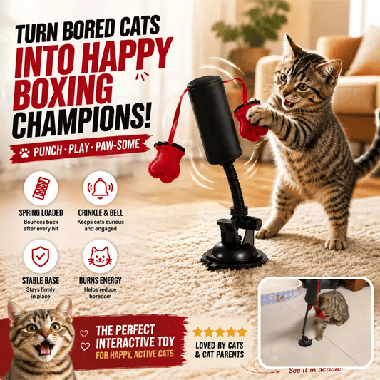 🎶PawBoxa® Interactive Cat Boxing Toy — Bounce-Back Solo Play for Indoor Cats