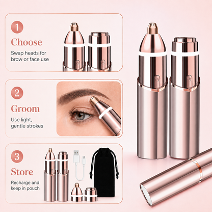 Dluvivo® Dual-Head Electric yebrow Trimmer Rechargeable Rose