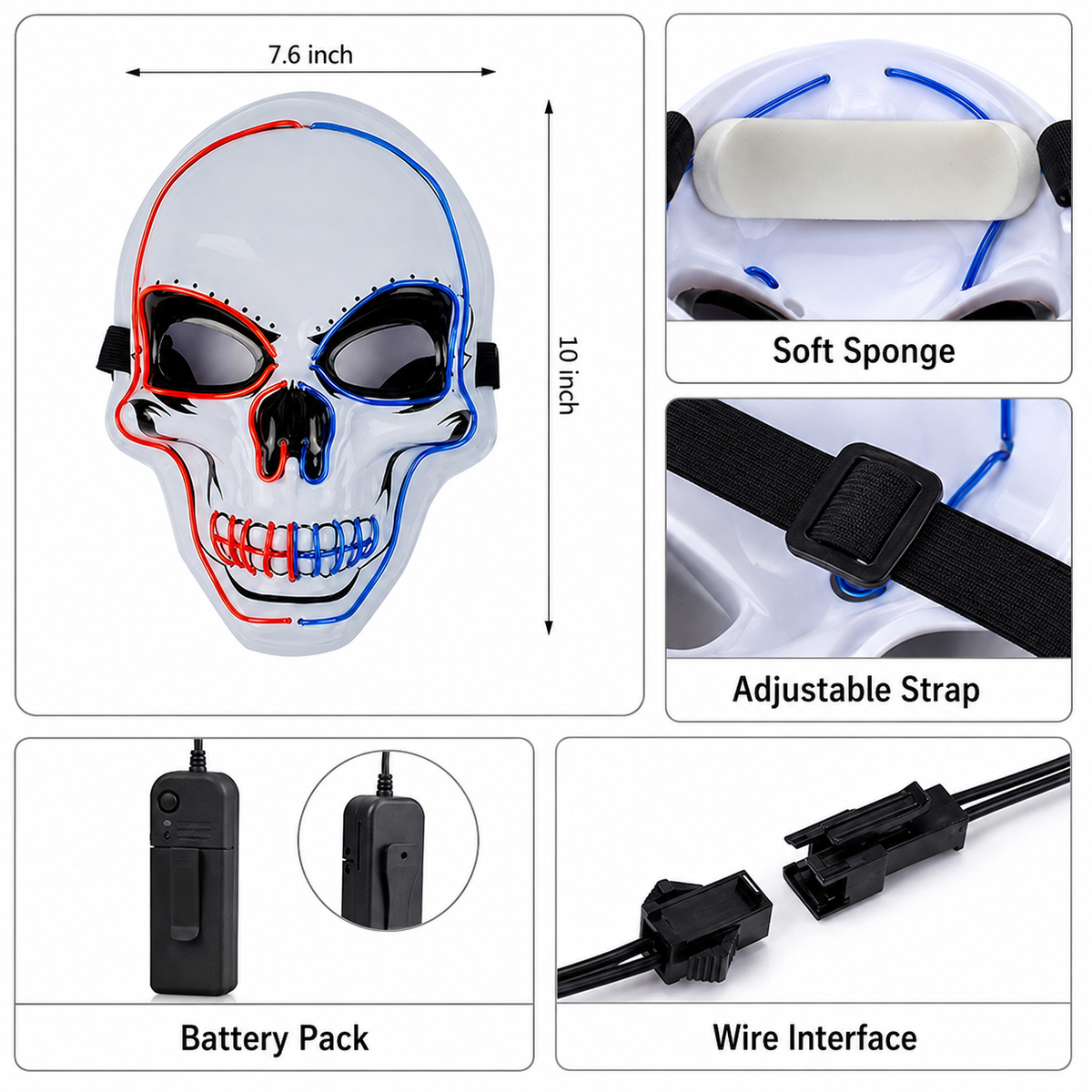 Stand Out After Dark – LED Skull Mask & Light-Up Gloves Set