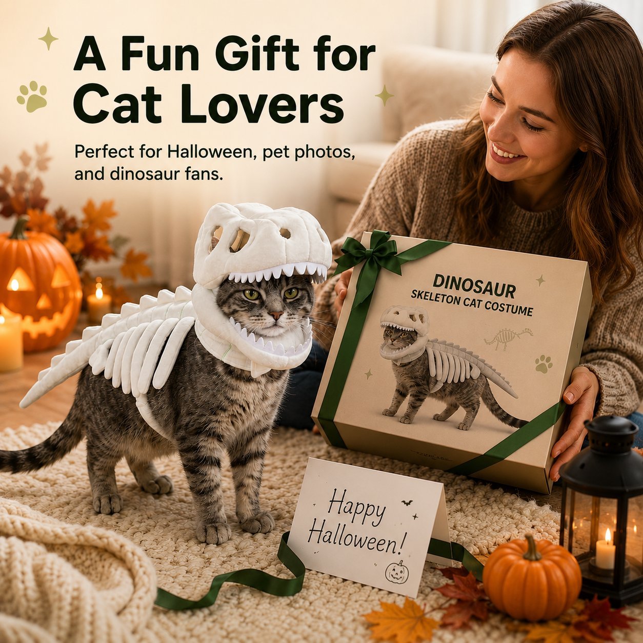 Halloween gift idea for cat and dinosaur lovers