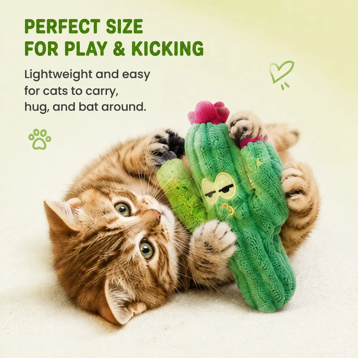 PAWSIBLE® 🌵 🐾 Organic Catnip Cactus Toys — 5-Pack for Indoor Cats