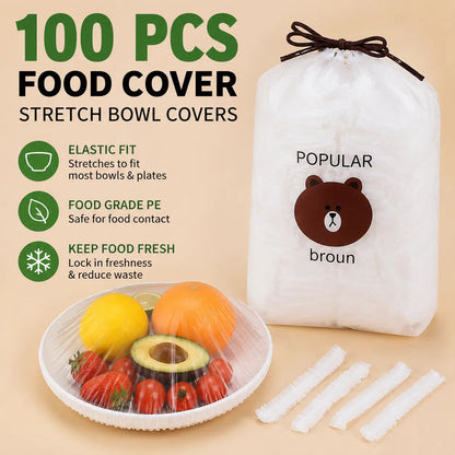 Orveliq® 100PCS Disposable Stretch Food Covers for Bowls & Plates🛒