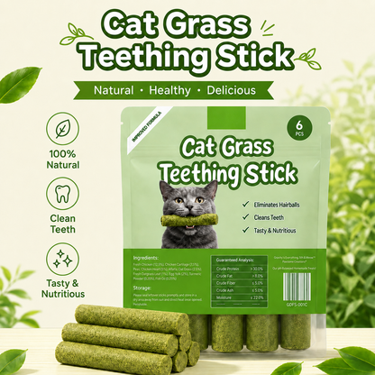 PurrTwig®-CAT GRASS TEETHING STICK 🐱 🌿 A Tasty Cat-Grass Chew for Treating, Chewing & Play（upsell）