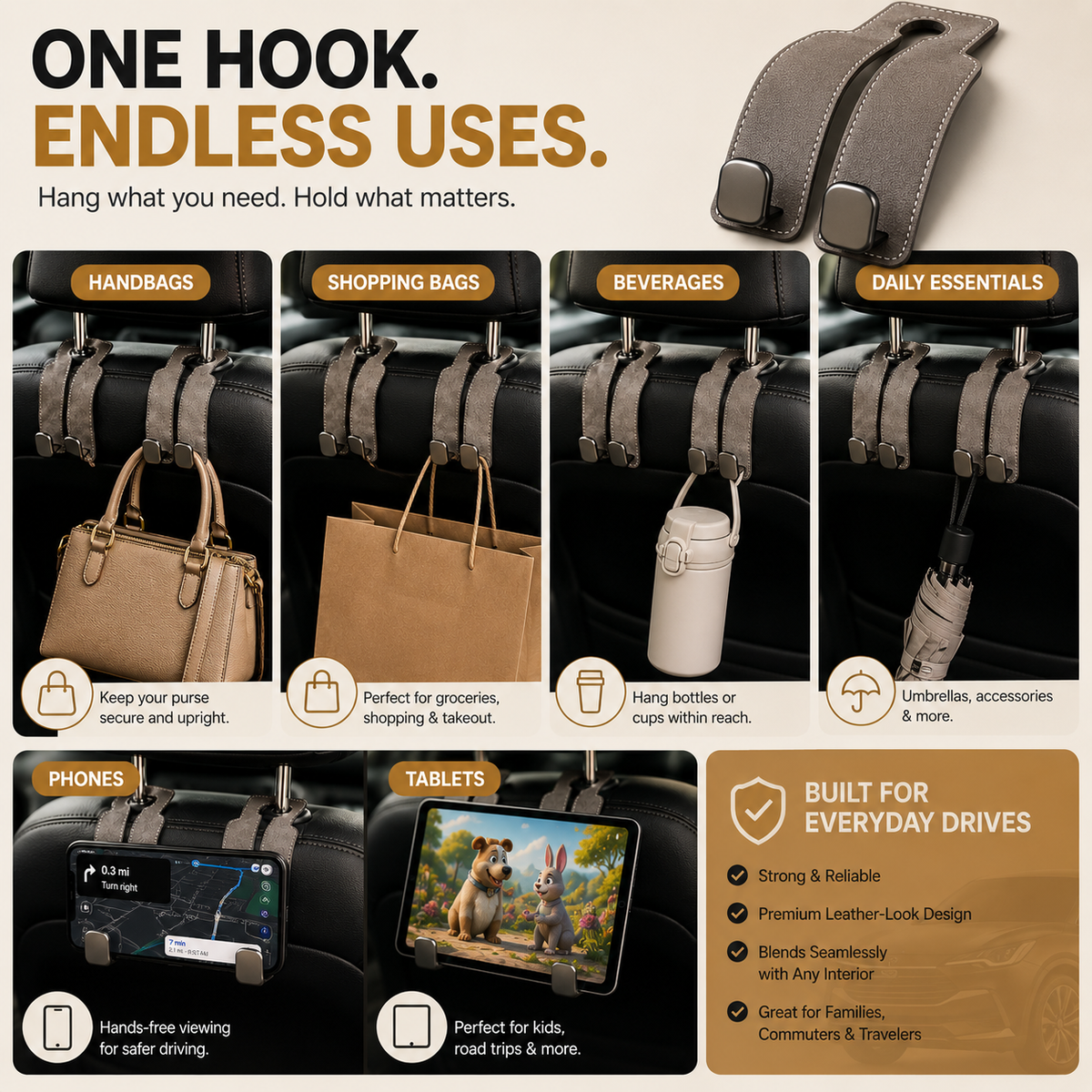 🔥 FINAL DAY — 40% OFF | 2-in-1 Car Headrest Hook