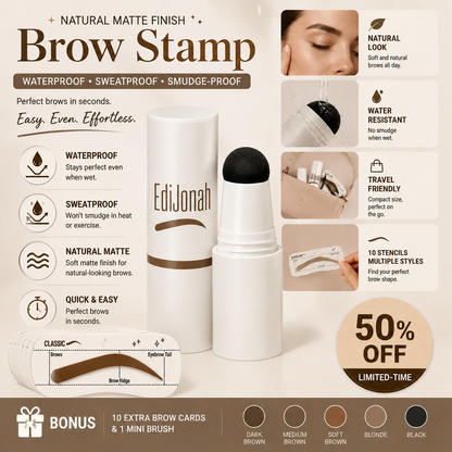 EdiJonah® ✨ 👑 Perfect Brows Stencil & Stamp Kit - Quick, Easy & Smudge-Resistant Brows