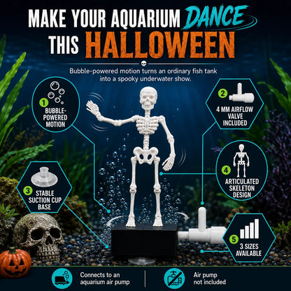 HJCICYH® 💀 🫧 Air-Driven Dancing Skeleton Aquarium Ornament