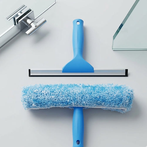 Shopoletcosh Professional Window Cleaning Kit - 2-in-1 Precision Squeegee & Microfiber Scrubber Combo, Streak-Free Glass Cleaner for Windows, Showers & Mirrors
