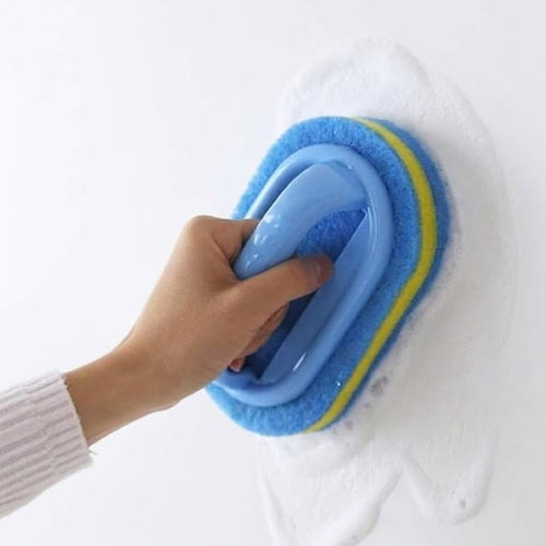 Shopoletcosh Multipurpose Bathroom Cleaning Brush with Handle - Heavy Duty Scrubbing Sponge for Tub, Tile, and Sink, Ergonomic Grip for Effortless Cleaning