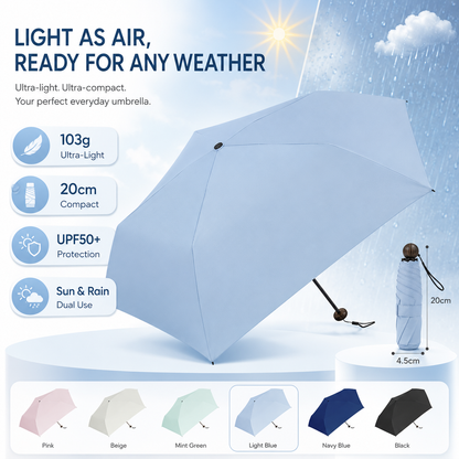 WYVCK®-Ultra-Light Umbrella 💦 👑 103g Compact Sun & Rain Protection for Everyday Carry