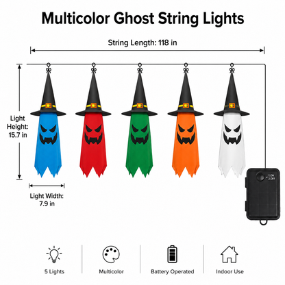 🔥 LAST CHANCE — 50% OFF-Halloween Hanging Ghost Lights 10 Glowing Ghosts for a Spooky