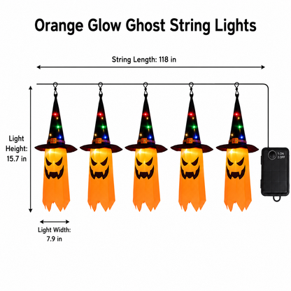 🔥 LAST CHANCE — 50% OFF-Halloween Hanging Ghost Lights 10 Glowing Ghosts for a Spooky