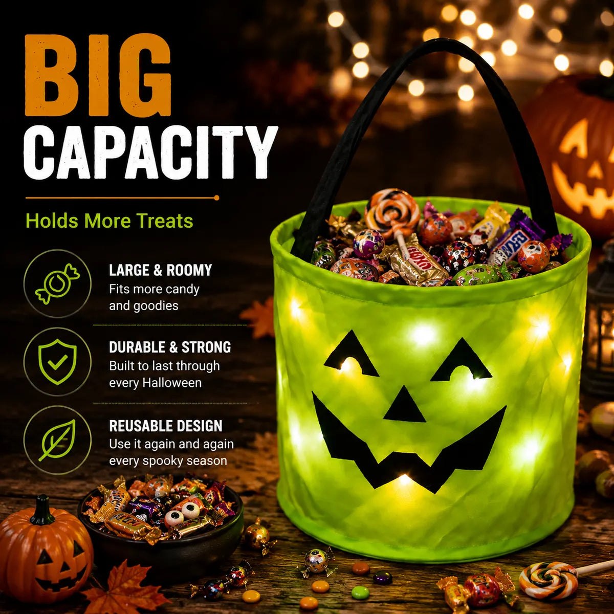 🎃 Halloween Must-Have — Boolume® Light Up Trick or Treat Bags