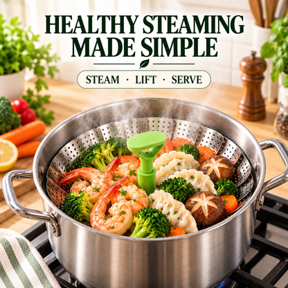 🔥Flash Deal 70% – Adjustable Stainless Steel Steamer Basket