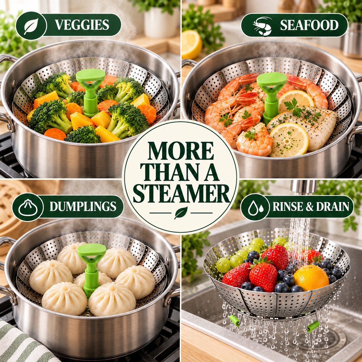 🔥Flash Deal 70% – Adjustable Stainless Steel Steamer Basket