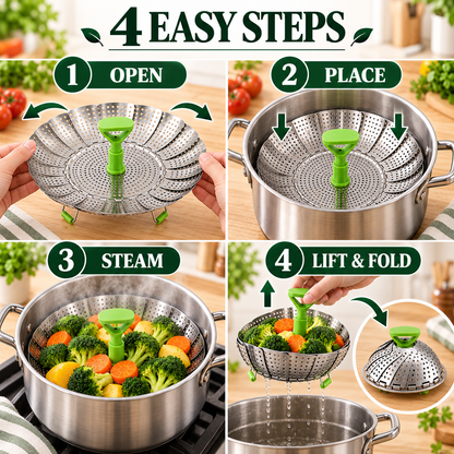 🔥Flash Deal 70% – Adjustable Stainless Steel Steamer Basket