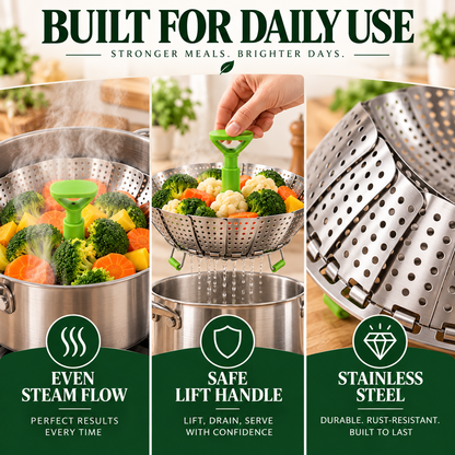 🔥Flash Deal 70% – Adjustable Stainless Steel Steamer Basket