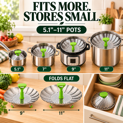 🔥Flash Deal 70% – Adjustable Stainless Steel Steamer Basket