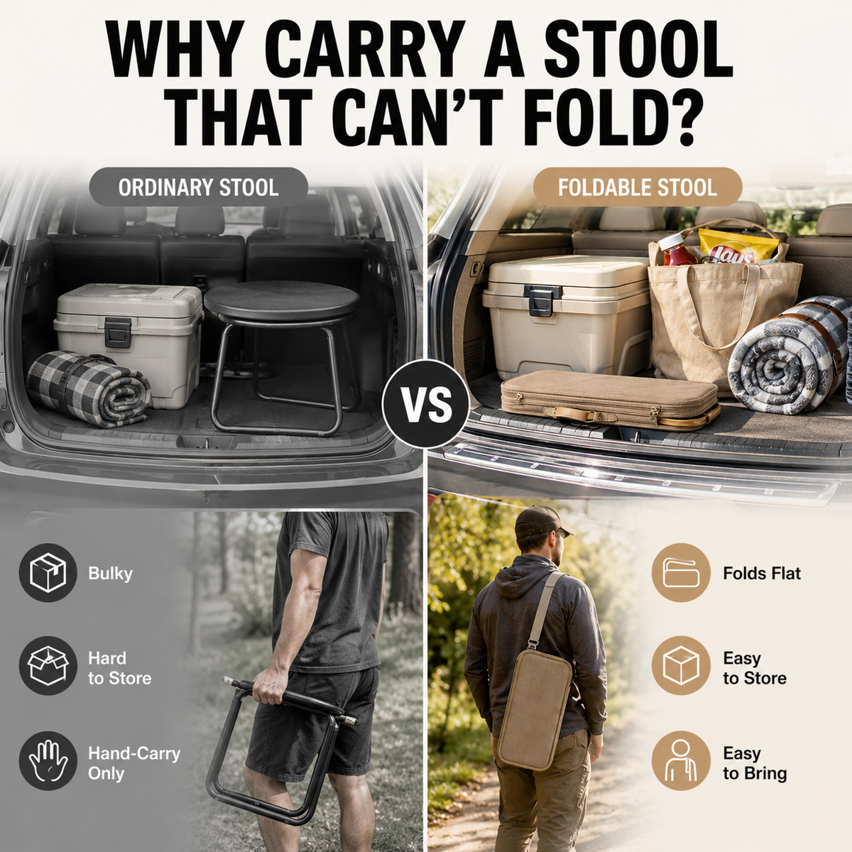🔥 Outdoor Essential: Portable Folding Stool with Shoulder Strap
