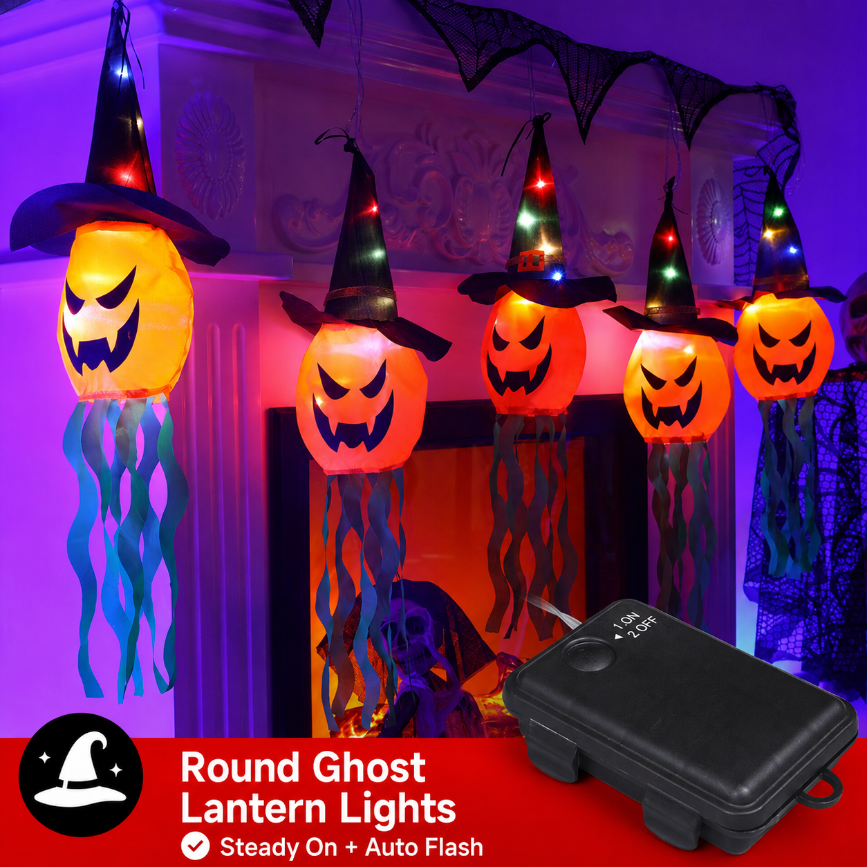 5 × Pumpkin Witch Hats