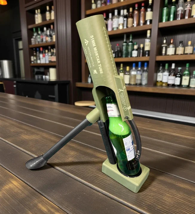 Bottle inserted into the novelty mortar bottle opener