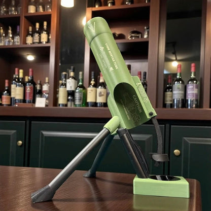 Dluvivo bottle cap mortar opener displayed on a home bar counter