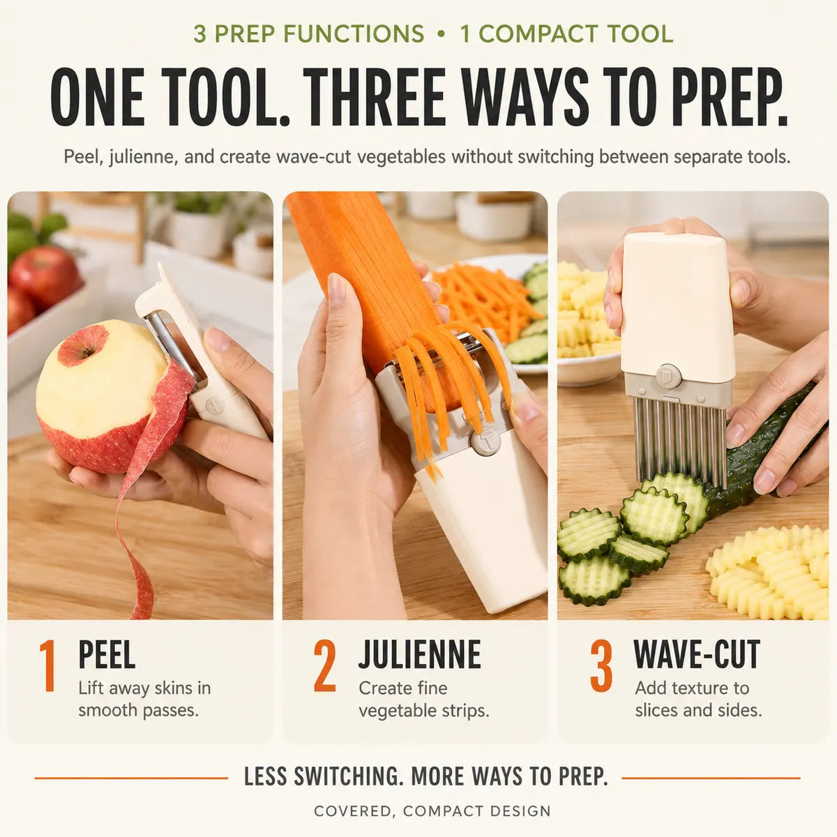 Dluvivo® PrepSwitch 3-in-1 Covered Vegetable Peeler