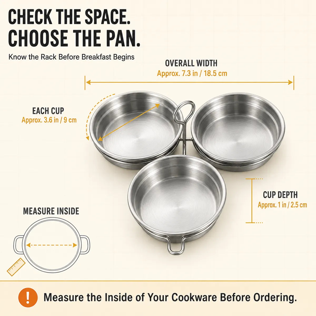 Dluvivo® Stainless Steel 3-Cup Egg Poacher