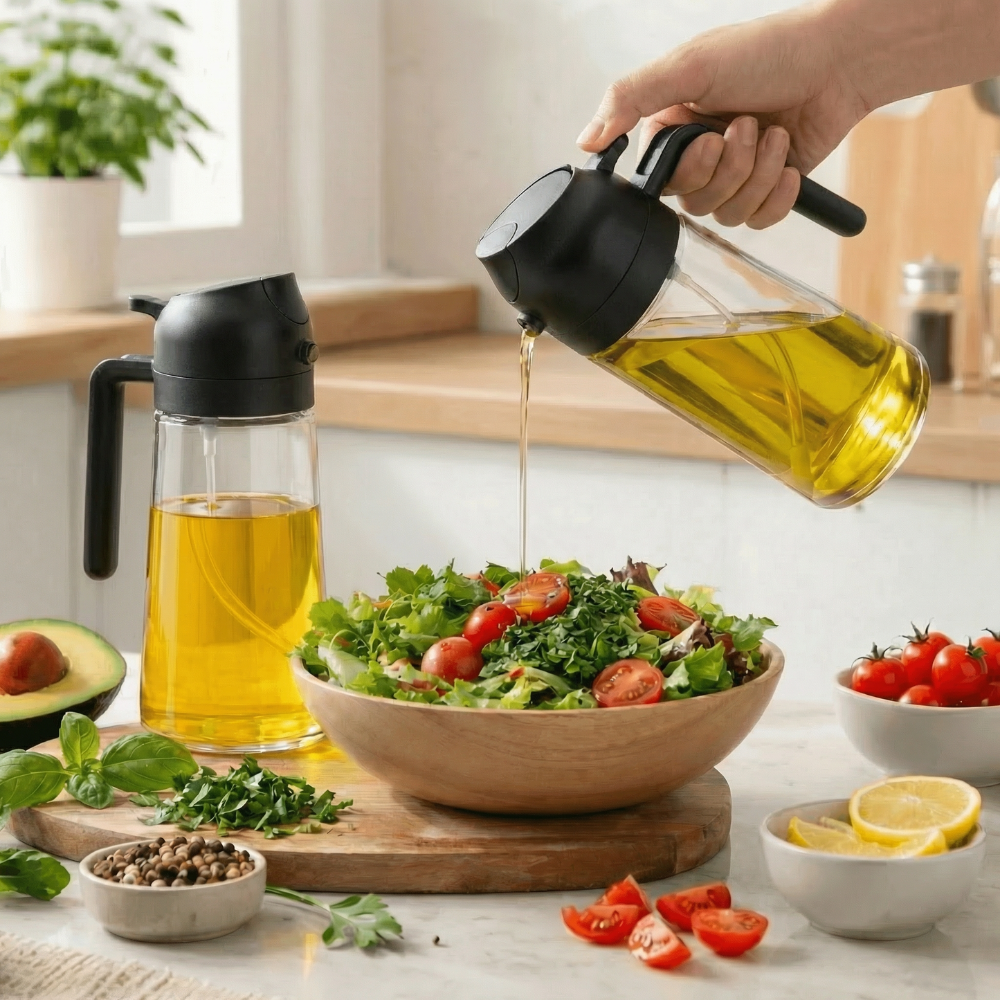 2-in-1 Glass Olive Oil Sprayer & Dispenser（29.99）
