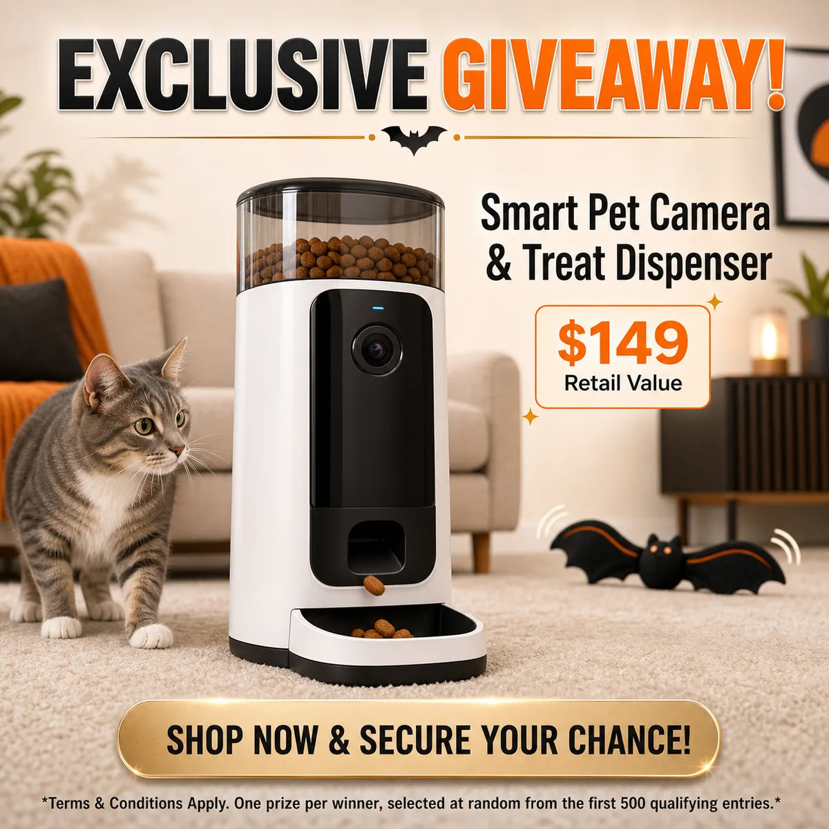 Exclusive giveaway smart pet camera and treat dispenser