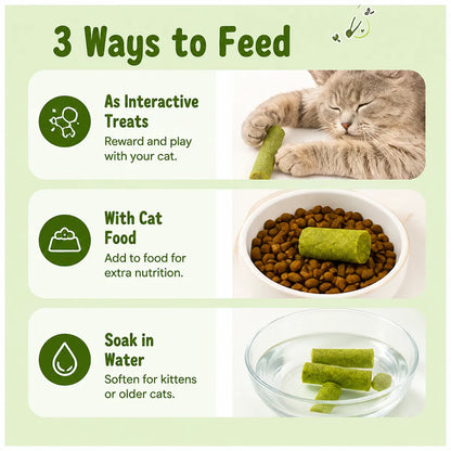 PurrSprout®-CAT GRASS TEETHING STICK 🐱 🌿 A Tasty Cat-Grass Chew for Treating, Chewing & Play