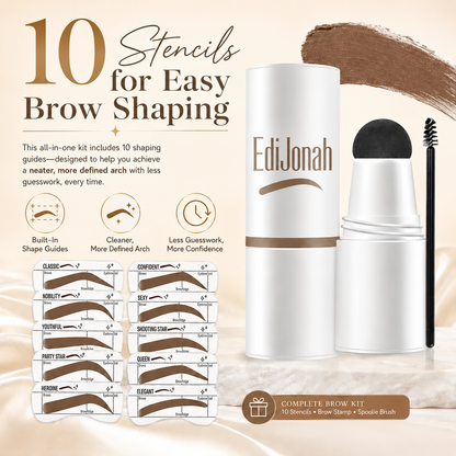EdiJonah® ✨ 👑 Perfect Brows Stencil & Stamp Kit - Quick, Easy & Smudge-Resistant Brows