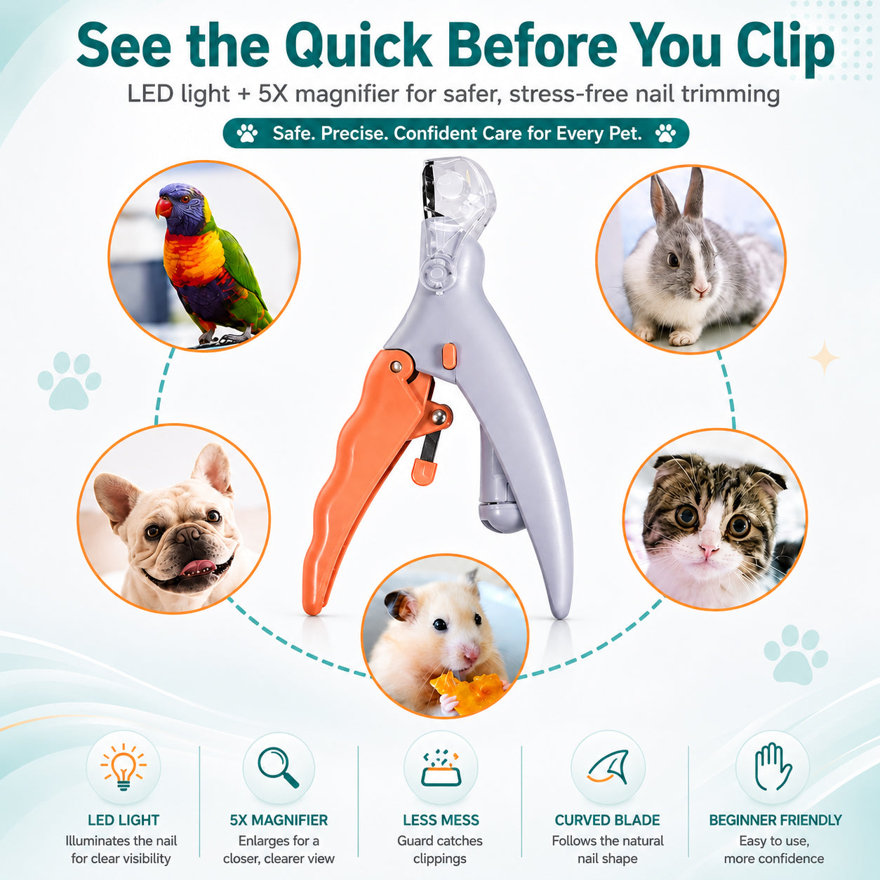 Dluvivo Pet Nail Clippers with LED Light