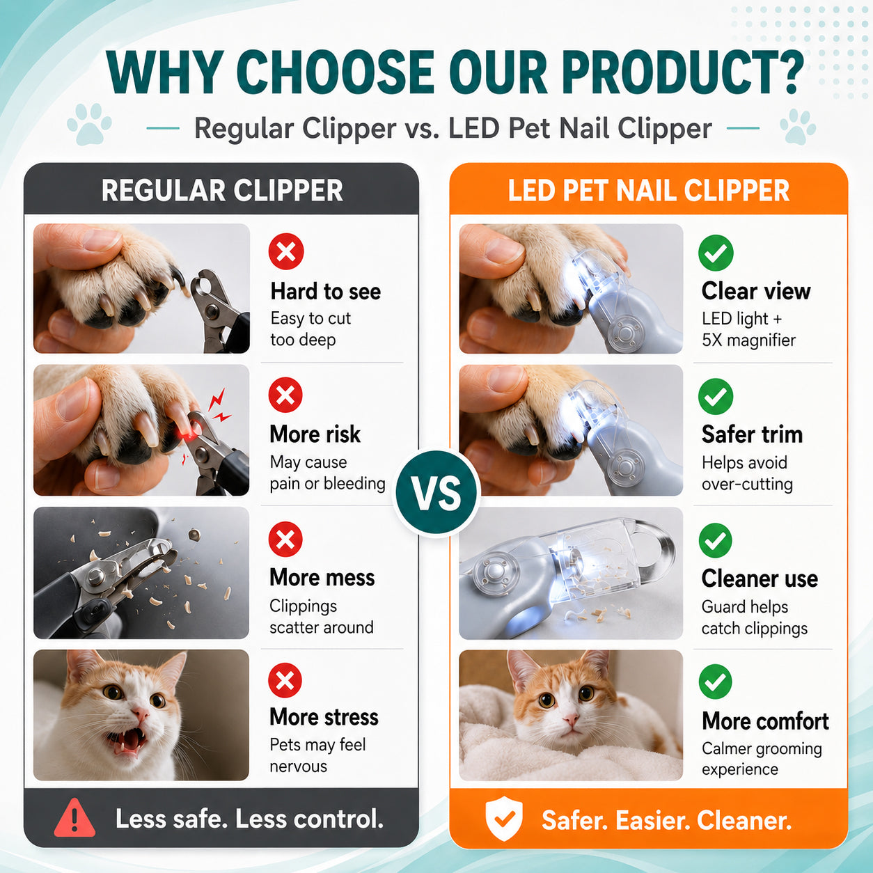 Dluvivo Pet Nail Clippers with LED Light