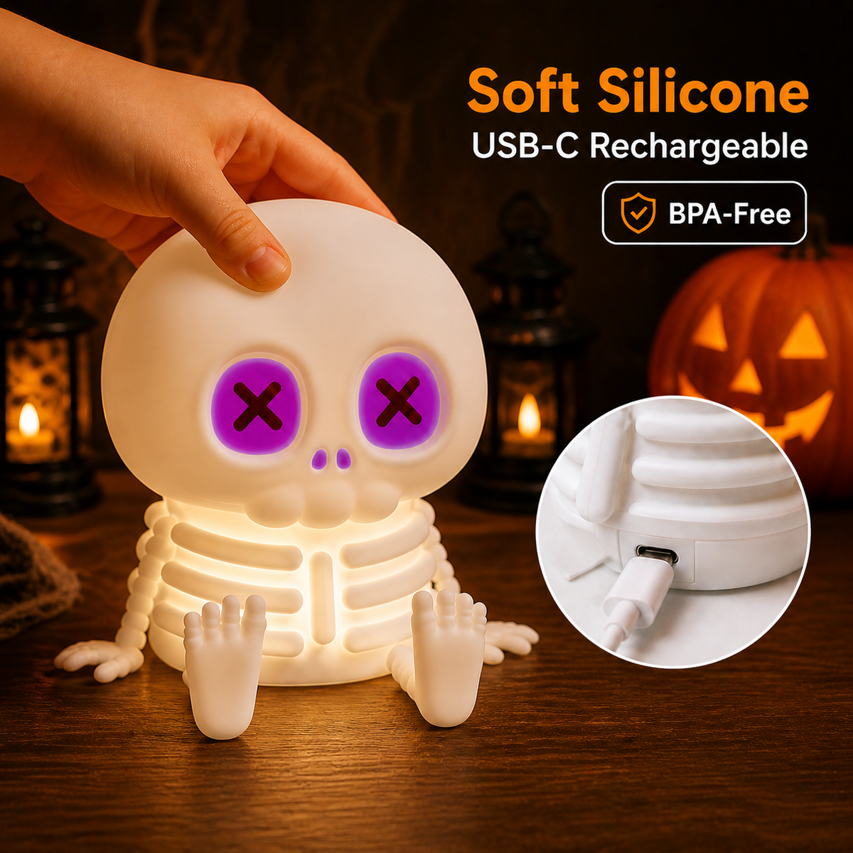 Dluvivo® Halloween 8-Color Skull Night Light