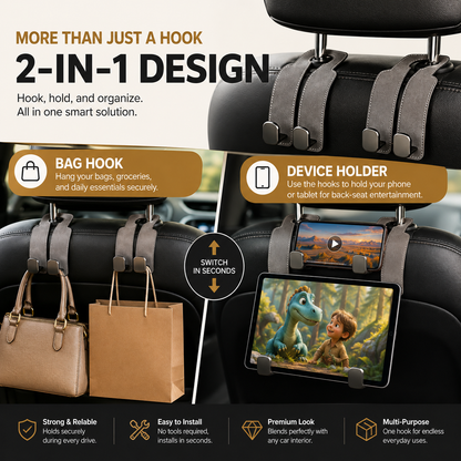 🔥 FINAL DAY — 40% OFF | 2-in-1 Car Headrest Hook