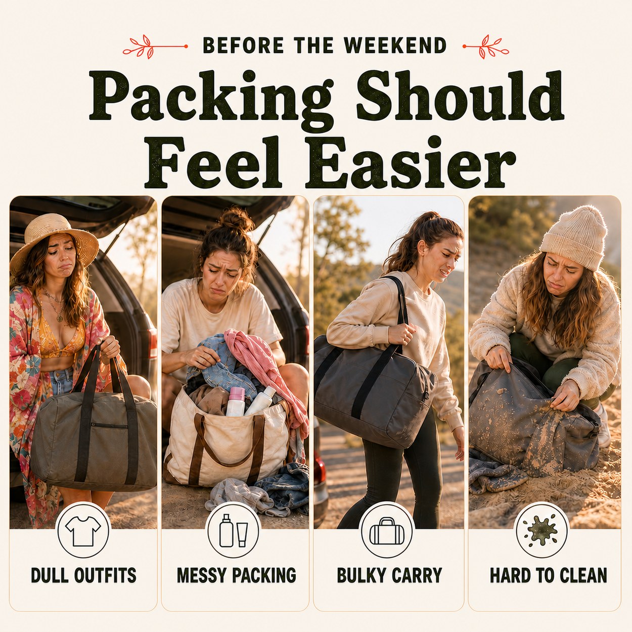 Packing problems before a weekend trip