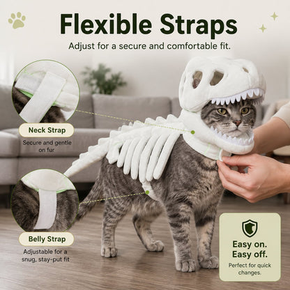 Adjustable neck and body straps on pet costume