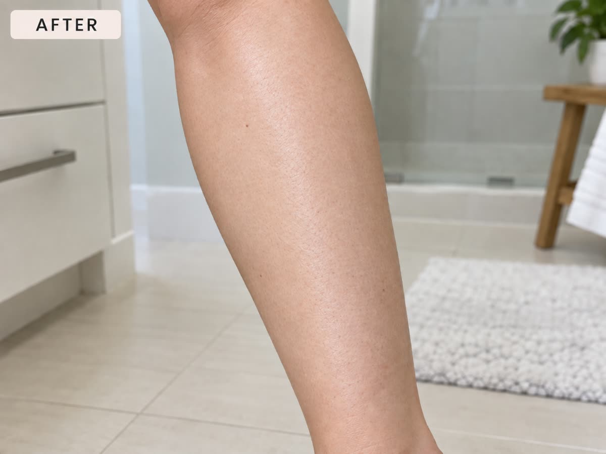 After using crystal hair eraser on lower leg for smoother-looking skin