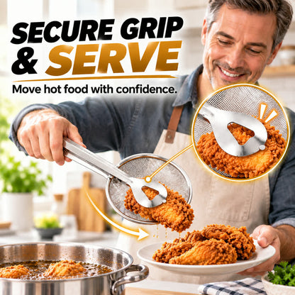 🔥Special Offer 70% - 2-in-1 Strainer Tongs | Frying Made Easier
