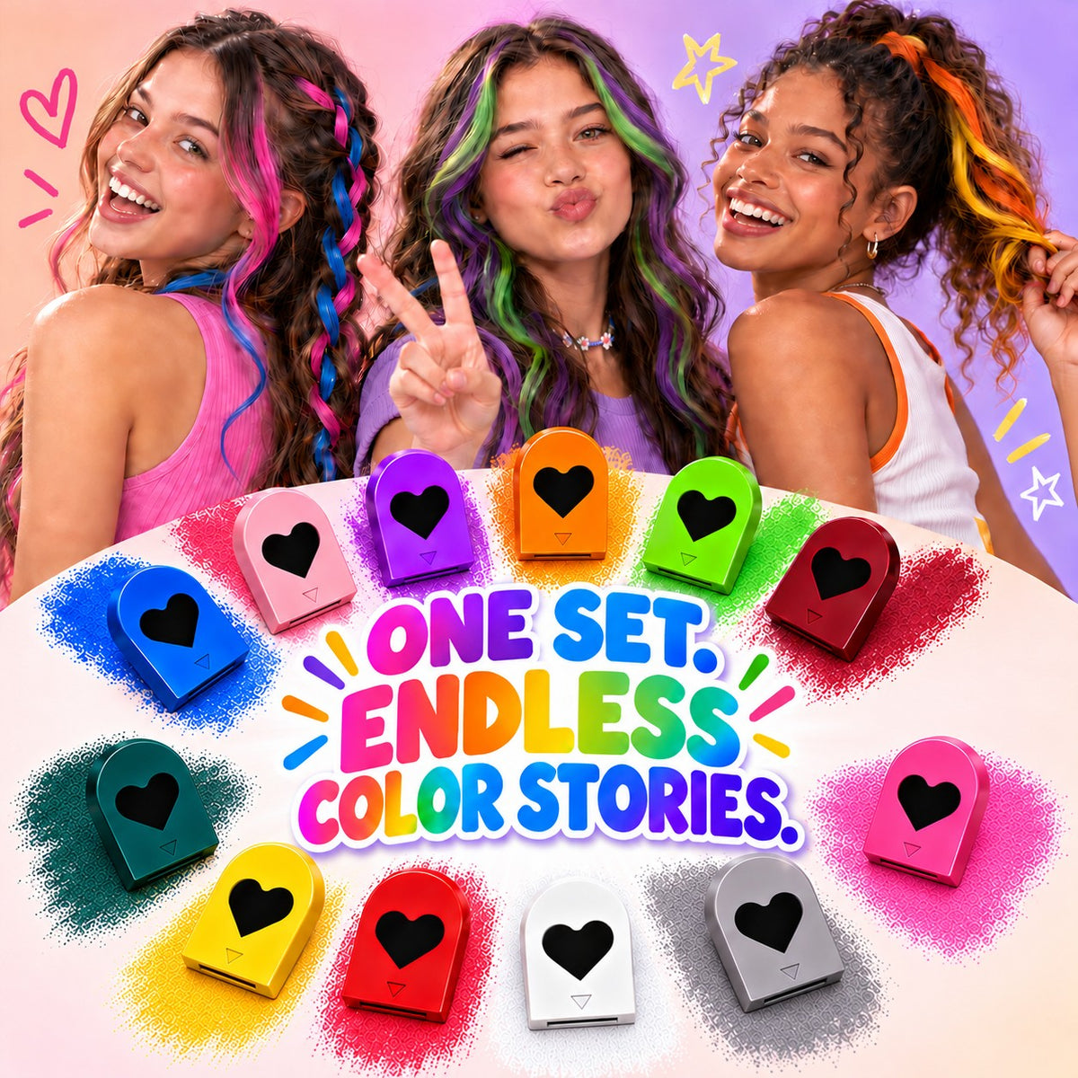 🌈FLASH 66% OFF – 12-Color Washable Hair Chalk