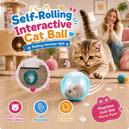 🔥 ENDING SOON — 70% OFF——SELF-ROLLING Cat Ball That Turns Bored CatsInto Play Mode
