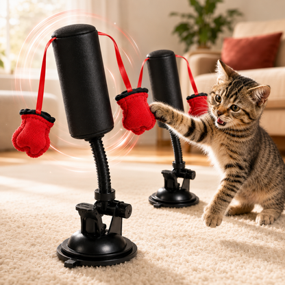 PawBoxa® Interactive Cat Punching Bag Toy 🥊🐾 Spring-Loaded Play Gym for Indoor Cats（upsell-yjc）