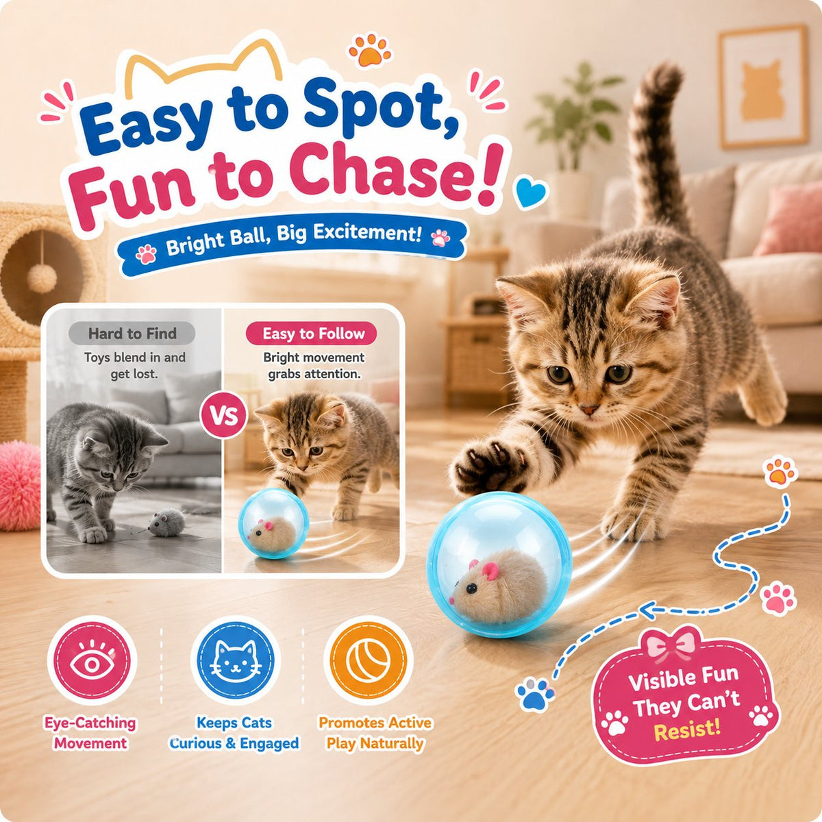 🔥 ENDING SOON — 70% OFF——SELF-ROLLING Cat Ball That Turns Bored CatsInto Play Mode