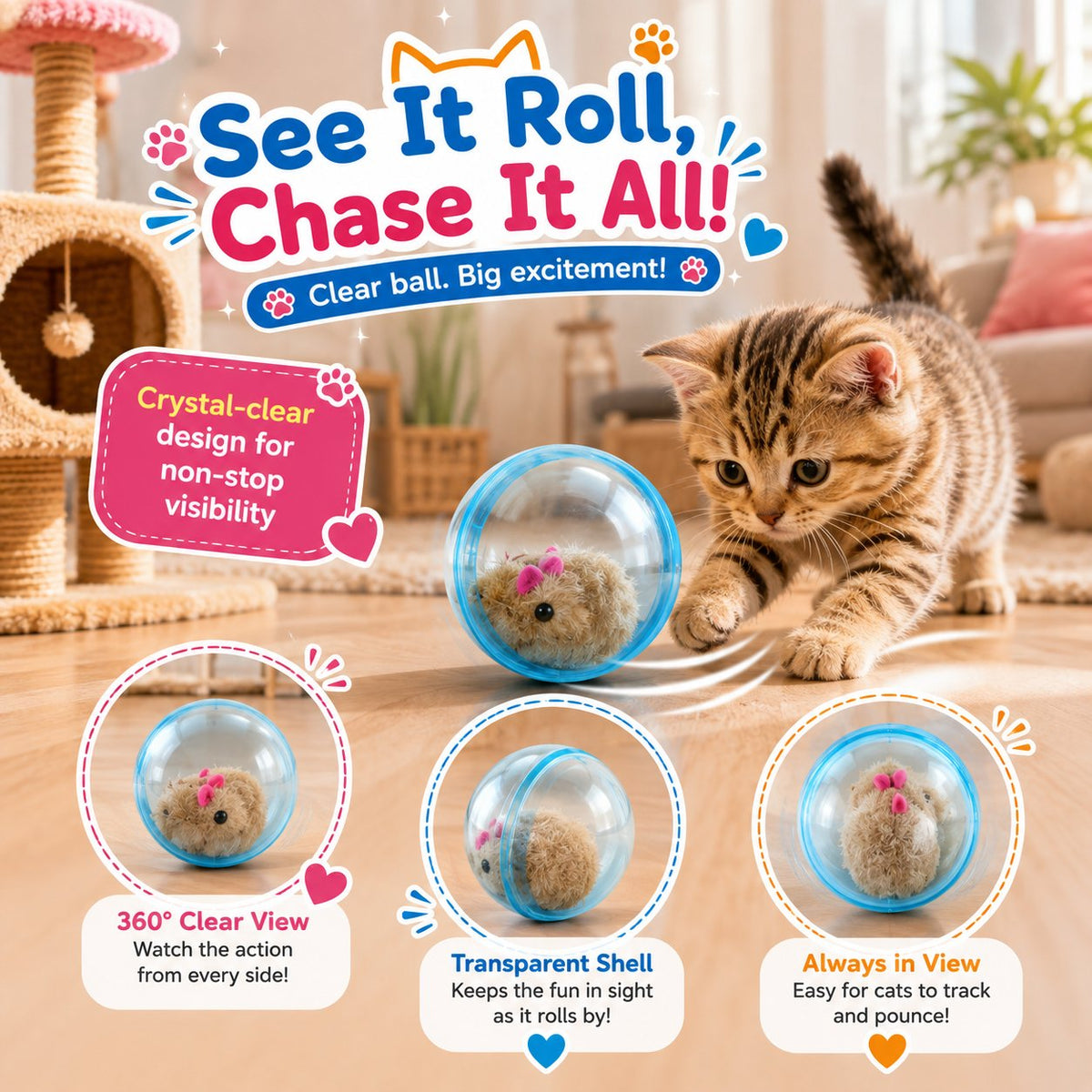 🔥 ENDING SOON — 70% OFF——SELF-ROLLING Cat Ball That Turns Bored CatsInto Play Mode