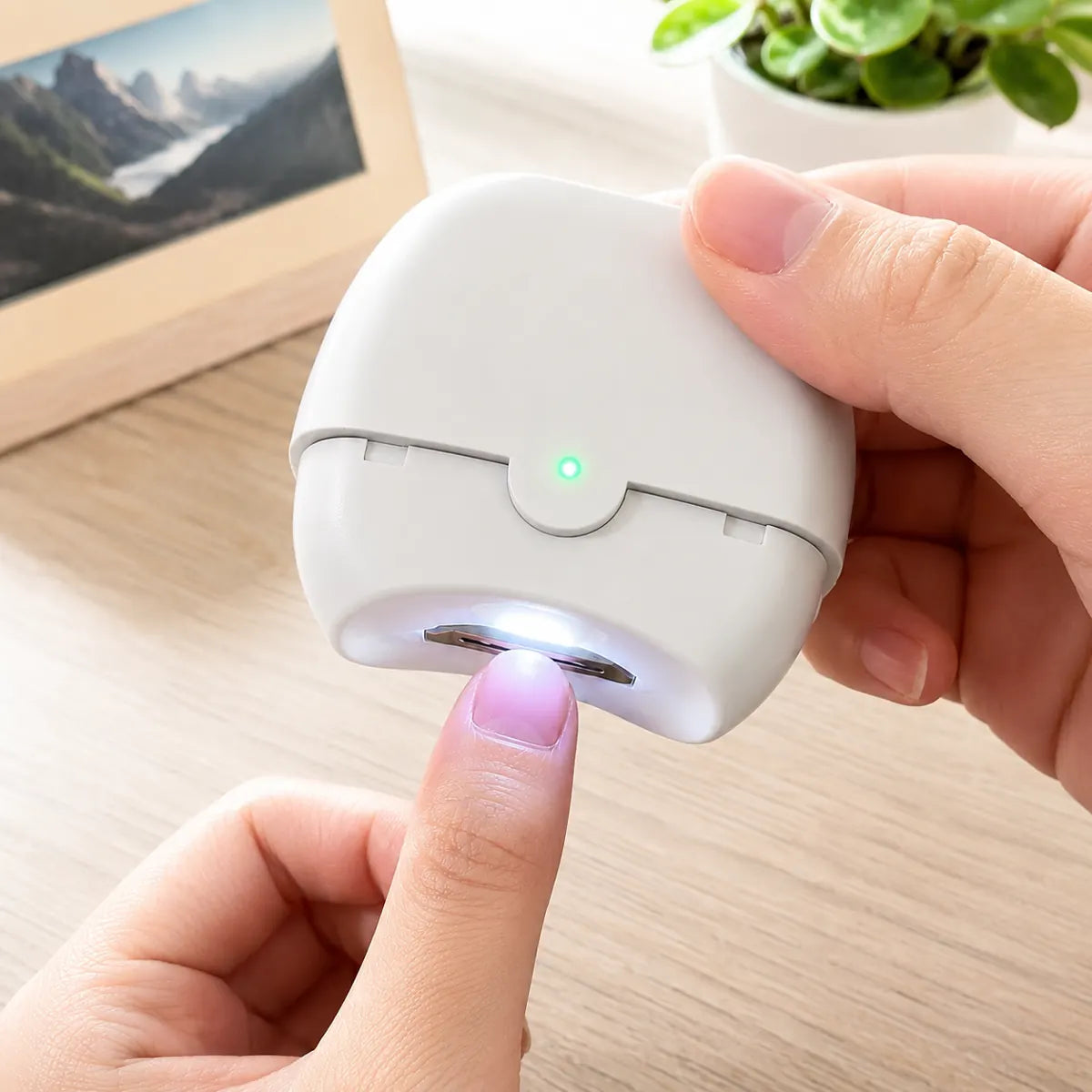 Our electric nail clipper trimming nails cleanly with a controlled automatic opening